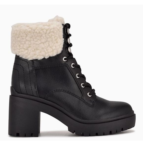 Nine West Quinine Women's Block Heel Combat Boots - Picture 2 of 4